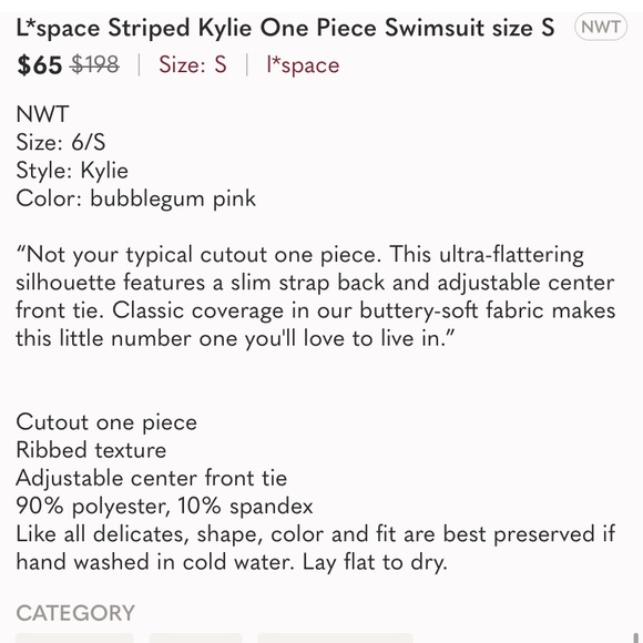 L*space Striped Kylie One Piece Swimsuit size S - Picture 11 of 11